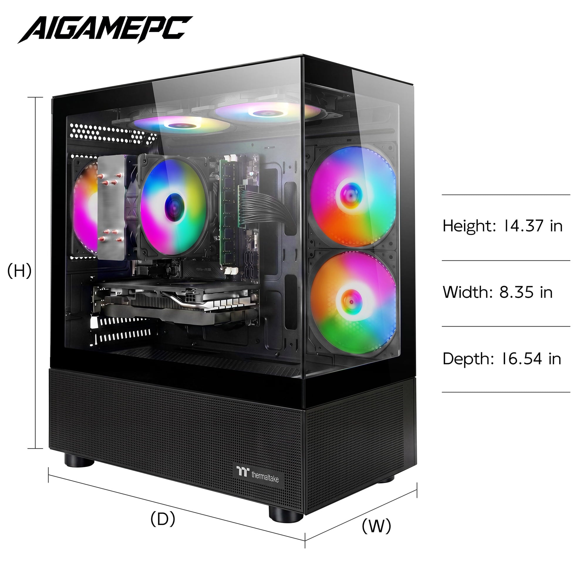 AIGAMEPC Gaming PC Desktop Computer, Intel Core i7 up to 4.0GHz, GTX 1660 Super 6GB, 16GB RAM, 512GB M.2 SSD, BX3 550W 80PLUS Bronze PSU, WiFi 5, RGB Fan x5, Windows 11 Home (Black)