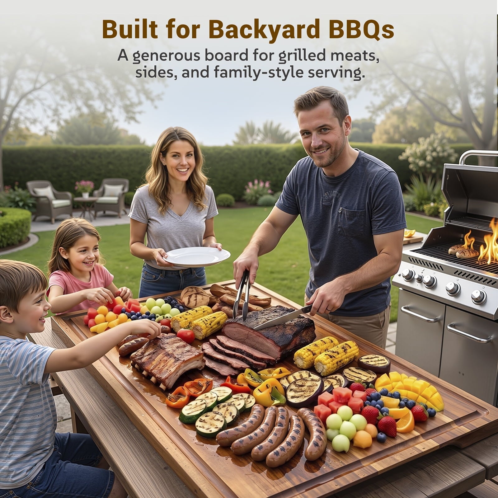 Sentsu 36x24 Extra Large Acacia Wood Cutting Boards with Juice Groove and Handles, 5XL Stove Top Cover Thick Heavy Duty Pre-Oiled