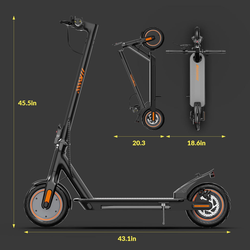 MAGIFOCUS B01 350W 10" Tires Electric Scooter with Turn Signals, 36V 9Ah, Up to 19mph & 22Miles, Foldable Commuting E-Scooter for Adults with Side Light & APP, UL 2272